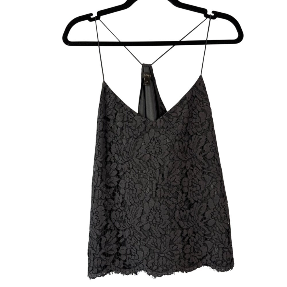 J. Crew Carrie Cami Dark Blue Floral Lace Size 12